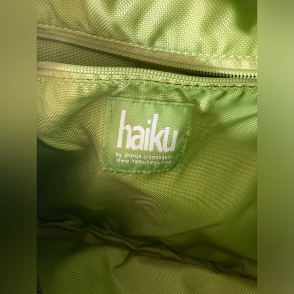 Haiku Purple Daisy Purse Shoulder Bag by Sharon Eisenhauer Black Canvas Leather - Picture 8 of 9